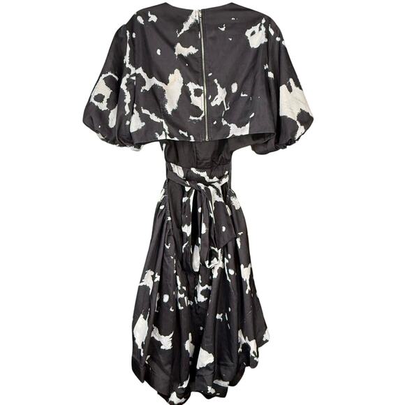L'ATISTE BY AMY 1X Cut Out Mini Dress w/Balloon Sleeves Black & White Tie Dye - Picture 4 of 13